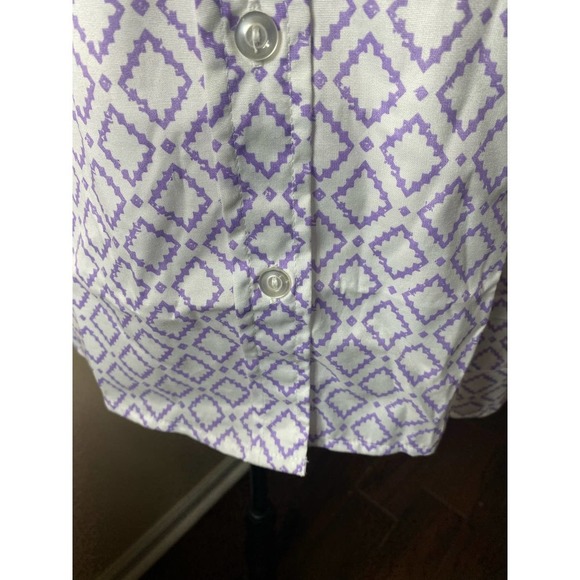 Blair Purple & White Tribal Aztec Geometric Fitted Button Down Blouse Medium NEW - Picture 3 of 8